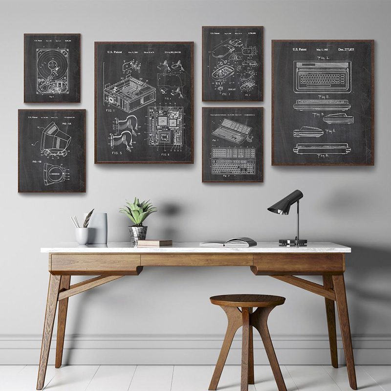 Office Print Tech - مجموعة من 6 ملصقات جدارية بتصميمات