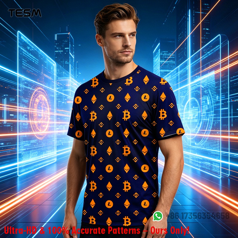 Office Tech Wear - تي شيرت رجالي بنمط الكريبتوكوين، مطبوع